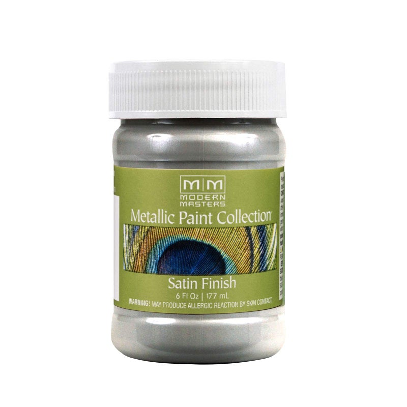 Modern Masters 6 oz Modern Masters ME150 Silver Metallic Paint Collection, Satin Water-Based Decorative Metallic Paint - Image 1